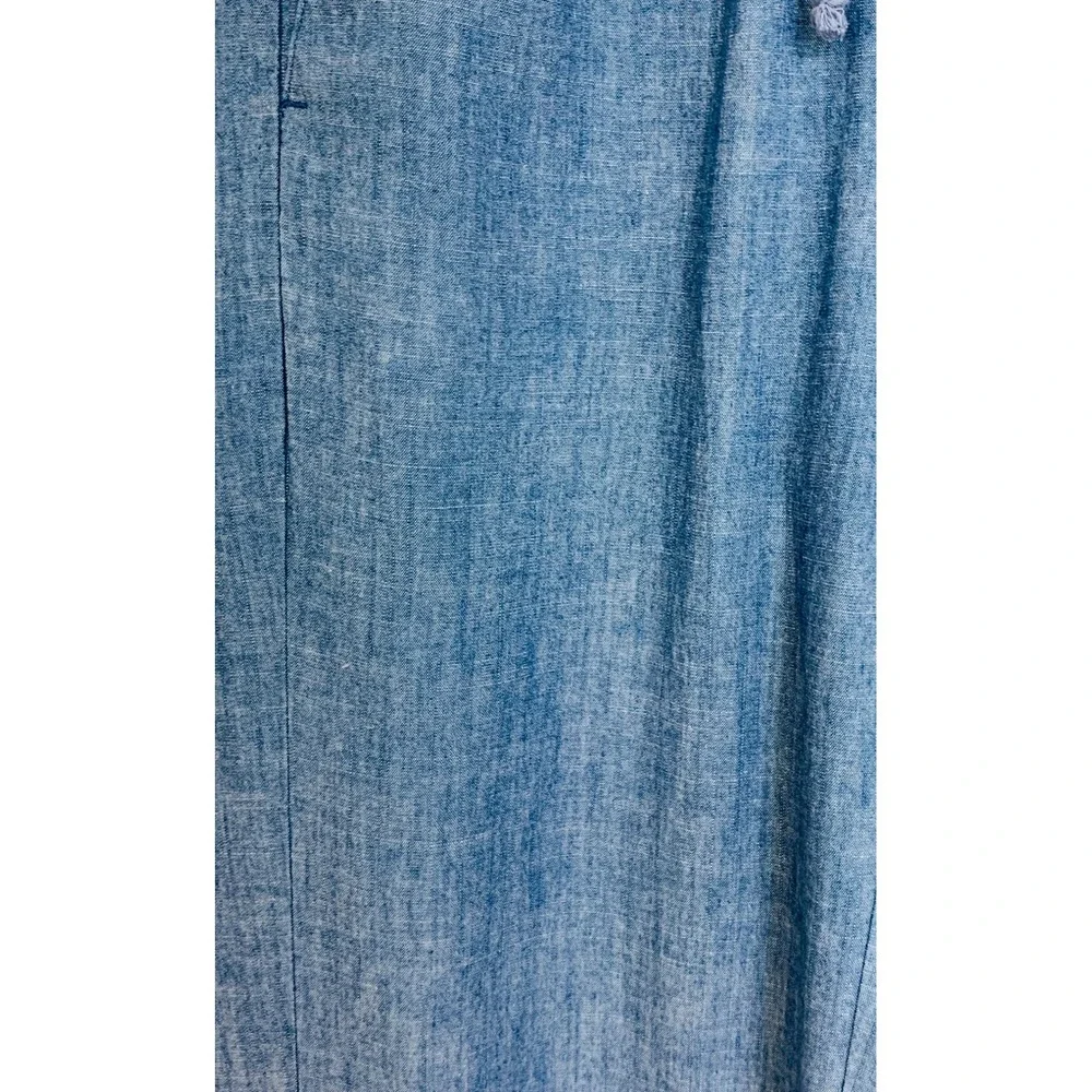 J Crew Womens Chambray Wide-Leg Drawstring Pant Med Echo Blue Wash Size 4